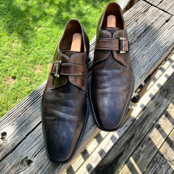 Magnanni Monk Strap Shoes 11 Brown Leather Patina Dress Luxury Dark Academia main image 7